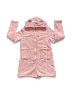 Romwe Solid 3D Ear Zip Up Teddy Jumpsuit